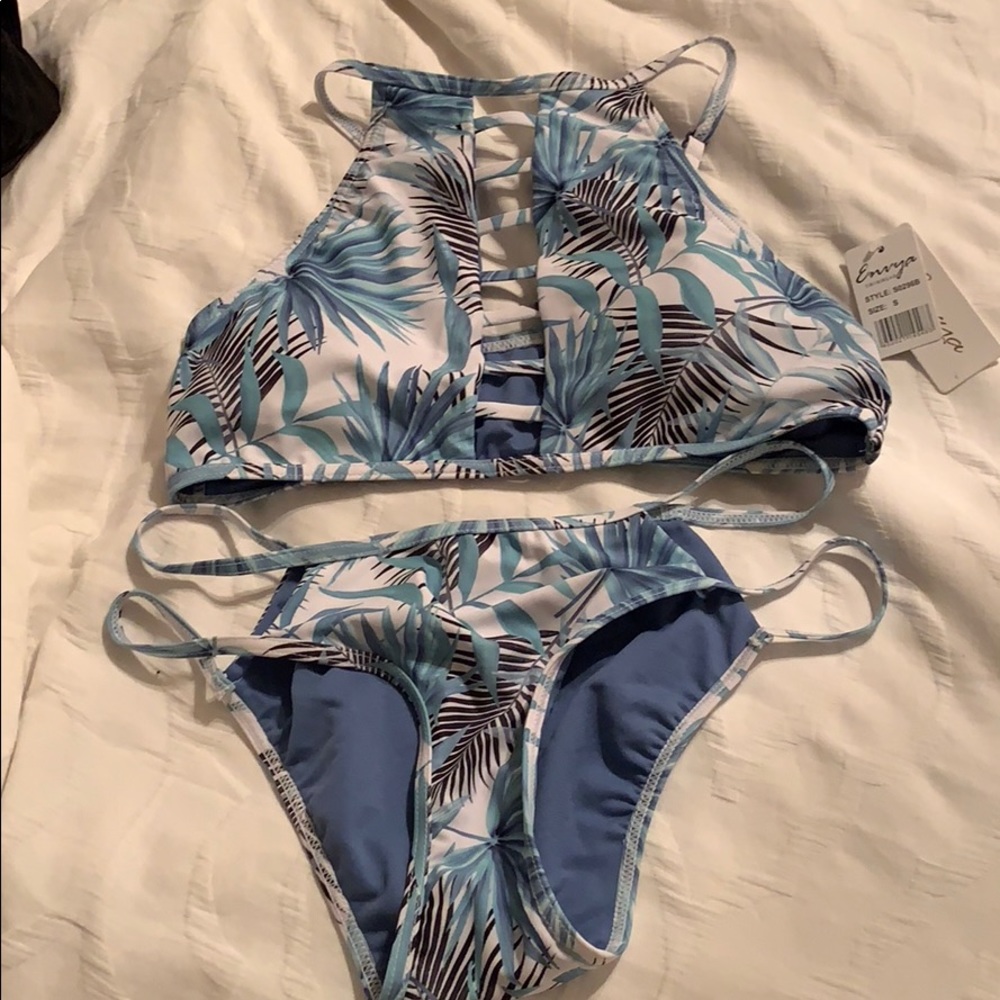 High neck floral bikini set